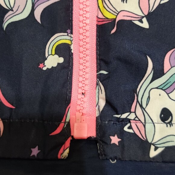 H&M 8-9Y Unicorn Lightweight Girls Jacket Navy Rainbow Detachable Hood Jacket - Picture 8 of 11